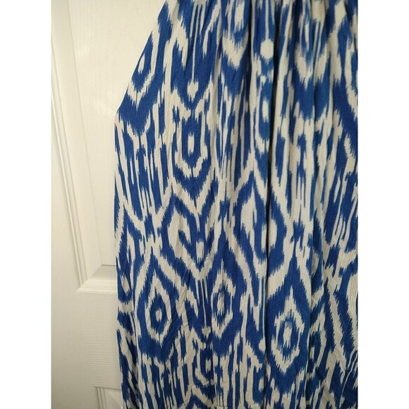 Elan Woman OS Maxi Dress Cristina Halter Blue Print NWT Boho Lagenlook Casual - Picture 3 of 8